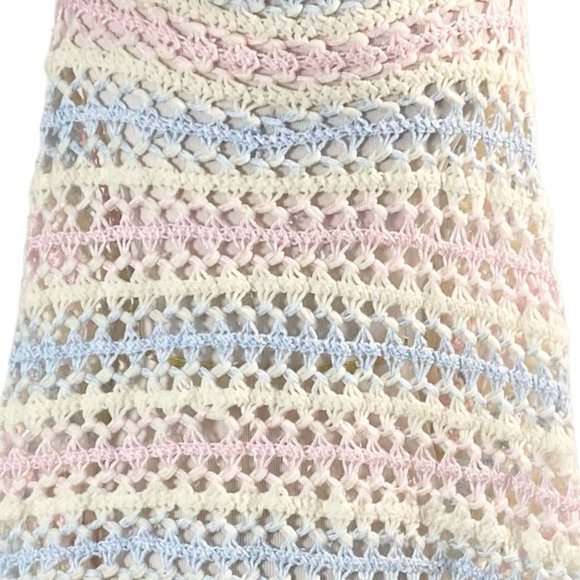 Handmade Pastel Striped Crochet Shawl Wrap Scarf - Picture 14 of 15